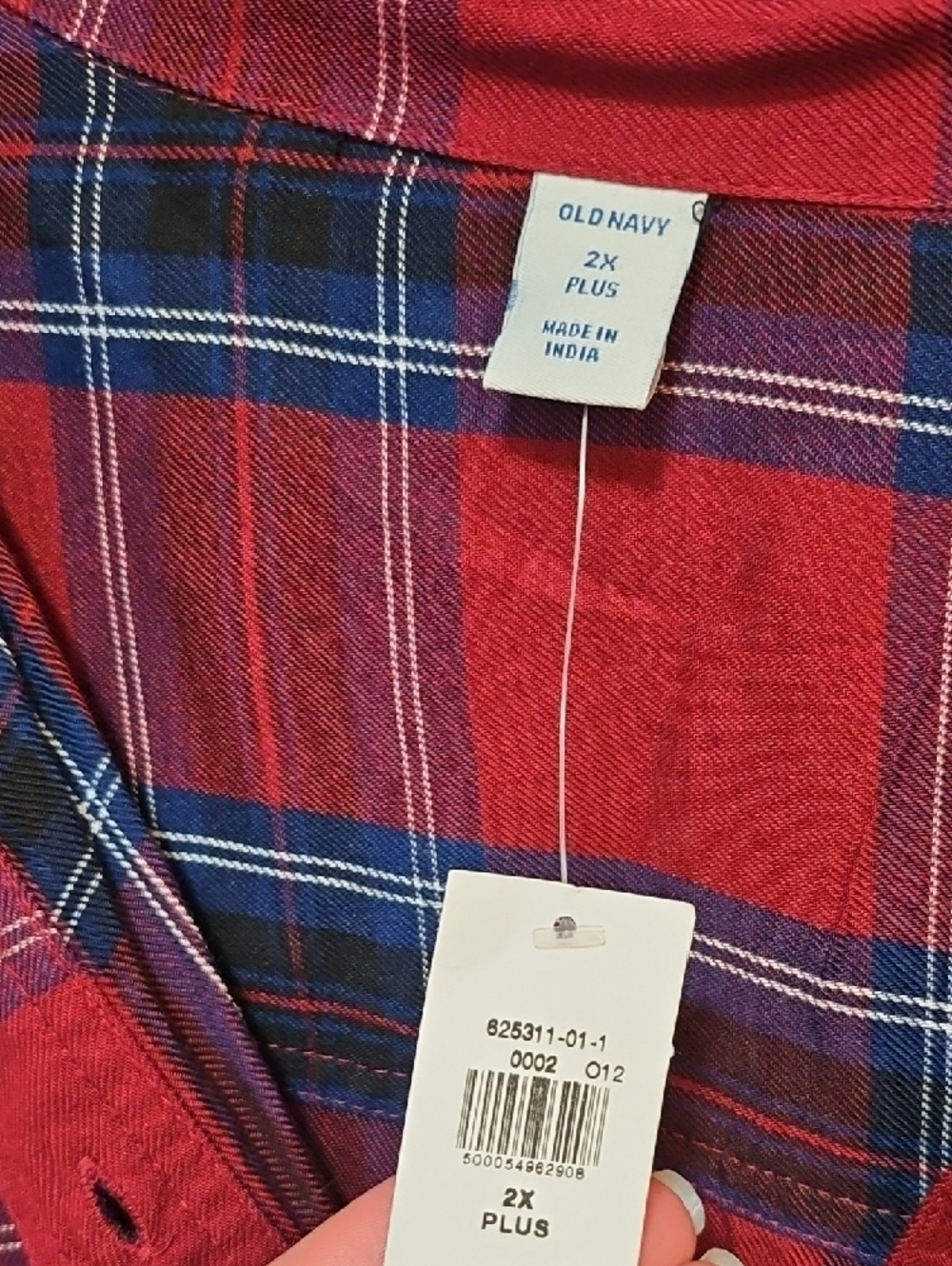 Old Navy Red and Navy Plaid Shirt Dress - Picture 2 of 4